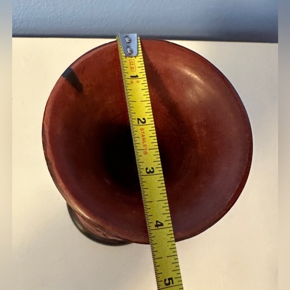 Haiti Signed Wooden Pedestal Flower Vase - Picture 8 of 9